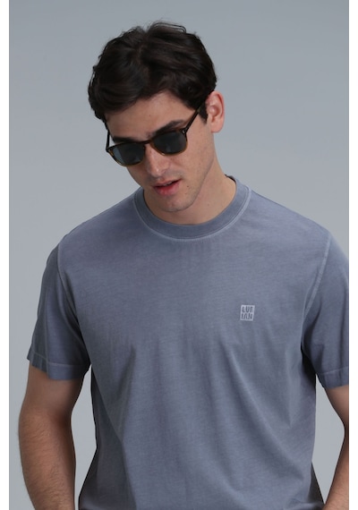 Lufian Erkek Sarder Basic T-shirt 111020216 Koyu Gri