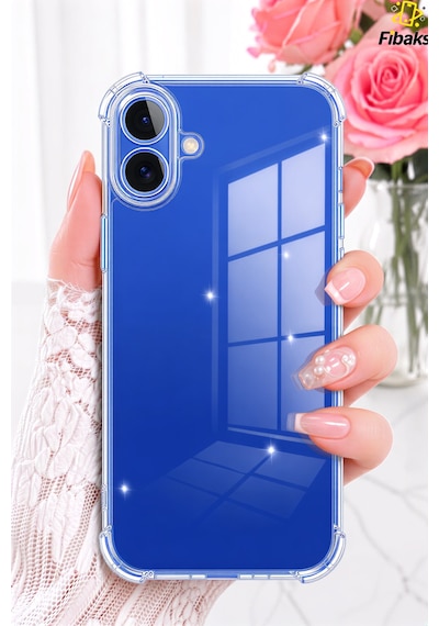 Fibaks iPhone 16 Plus Uyumlu Kılıf Antishock Darbe Emici Kamera Korumalı Yumuşak Esnek Şeffaf Silikon Kapak