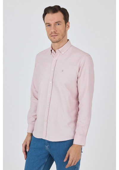 İmza Uzun Kol Desenli Armürlü Düğmeli Yaka Cepsiz Pamuklu Classic Slim Fit Gömlek 1004250204 Pudra İmza Uzun Kol Desenli Armürlü Düğmeli Yaka Cepsiz Pamuklu Classic Slim Fit Gömlek 1004250204 Pudra