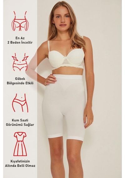 Beyaz Mı Emay 3005 Soft Uzun Paçalı Boxer Korse Beyaz