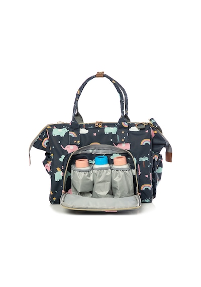 Lal Baby Baggage Bag Fil Desenli Omuz Askılı Anne Bebek Çantası Lacivert
