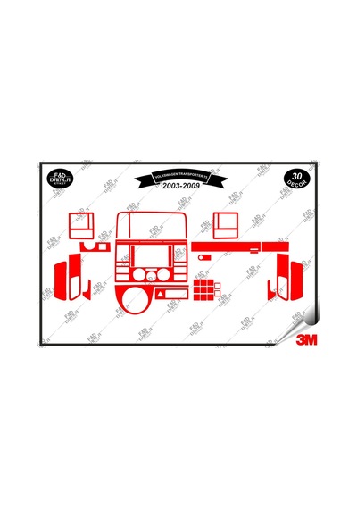 Volkswagen Transporter T5 2003-2009 Torpido Konsol Trim Göğüs Maun Kaplama Set 30 Parça Kırmızı