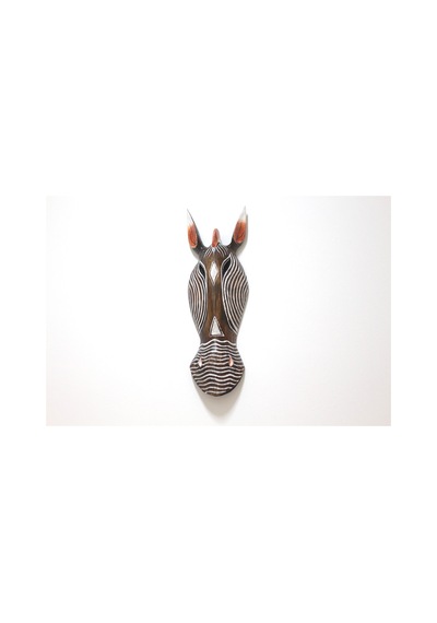 Ahşap Otantik Mask Ince Çızgılı Zebra 50cm Duvar Süsü Dekoratif Maske
