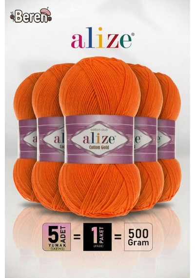 Cotton Gold - 37 Turuncu - 5'li Paket - 100gr/330m - Pamuklu Hırka Yelek Amigurumi İpi