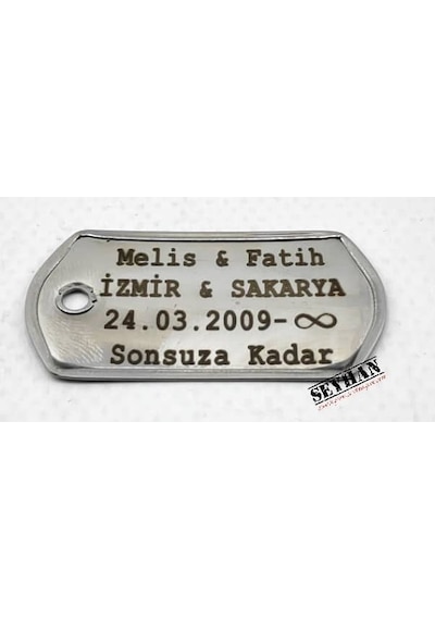 Lazer Baskı Asker Künyesi Gümüş