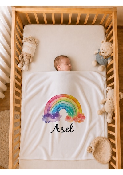 Pia Baby Kız Bebek Hastane Çıkışı Seti 4 Parça %100 Pamuk İsimli Organik Baskılı Battaniyeli Tulum Seti 1019bt3x Ekru