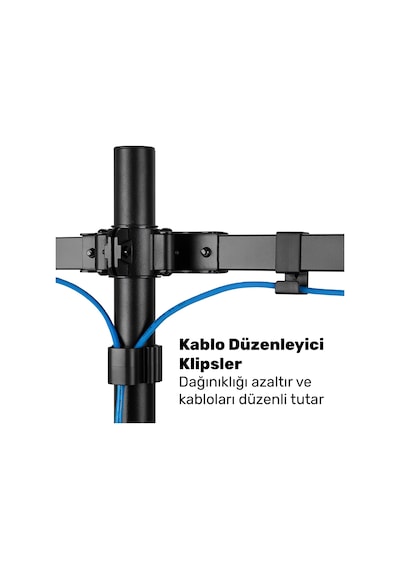 Npo Std5704b Basic 17"-32" Vesa Yükseklik/genişlik Ayarlı Kablo Yönetimli Dörtlü Monitör Tutucu