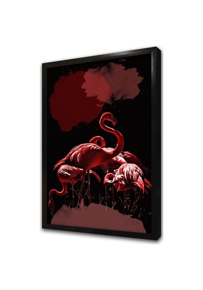 Pembe Flamingolar Çerçeveli Mdf Tablo-173847