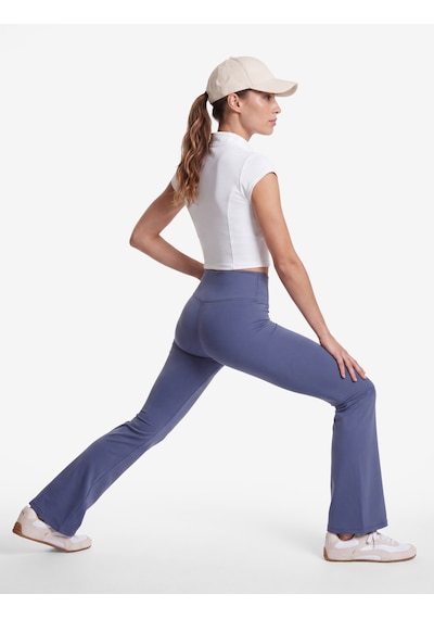 Koton Yüksek Bel Slim Fit Baskılı İspanyol Paça Spor Tayt Lila 7wak40268nk