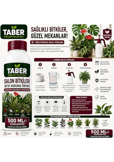 Taber Salon Bitkileri Bitki Bakım Ürünü 500 Ml Konsantre İç Mekân Bitkileri İçin Yapraktan Uygulama Diğer