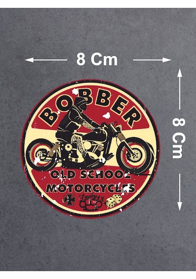 Vintage Motosiklet Sticker - Old School - Araba Oto Motosiklet Araç Sticker 02506 8x8 Cm