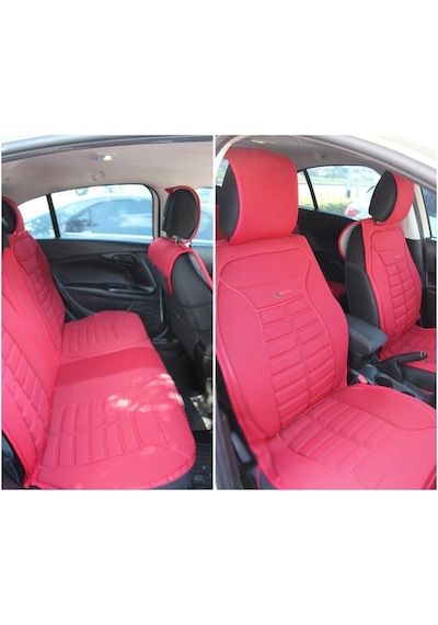 Renault Captur Uyumlu Lüx Oto Koltuk Minderi Ön Arka 5'li Set Kırmızı Fs