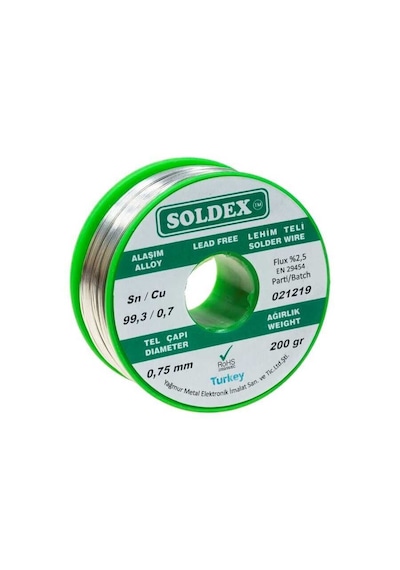 Soldex Kurşunsuz Lehim Teli 0,75 Mm 200 Gr Sn99.3 Cu0.7