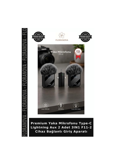 Premium Yaka Mikrofonu Type-c Lightning Aux 2 Adet 3ın1 F11-2 Cihaz Bağlantı Giriş Aparatı