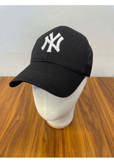 Ny Yankees Nakışlı Fileli Yazlık Beyzbol Cap Şapka Siyah - Beyaz