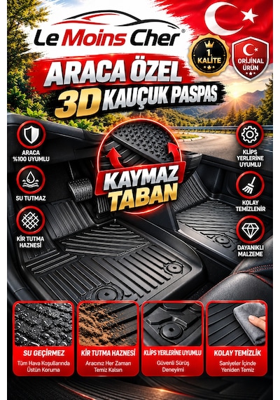 Renault Express Panelvan 2021- Araca Özel 3d Kauçuk Havuzlu Oto Paspası