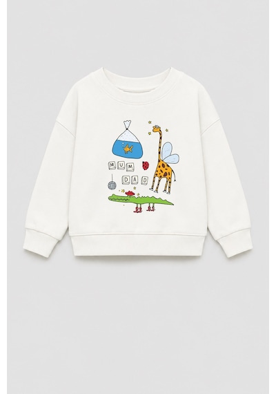 Monila Erkek Çocuk 3 İplik Kumaş Zürafa Baskılı Pamuklu Sweatshirt Ekru