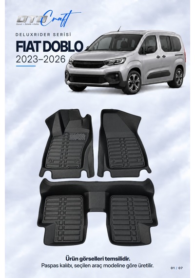 Otocraft Fiat Doblo 2023-2026 Araca Özel Deluxrider Lüks Havuzlu Paspas Tam Set 3 Parça