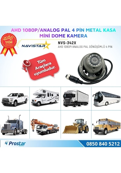 Metal Kasa Ahd 1080p/analog Pal Mini Dome Araç Kamerası 4 Pin Aviation
