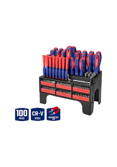 Workpro Wp200560 100 Parça Duvar Askı Aparatlı Profesyonel Cr-v Manyetik Tornavida Ve Bits Uç Seti Fr Wp200560
