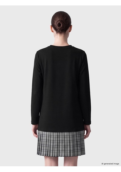Lcw Comfort Siyah Bisiklet Yaka Ekose Mini Elbise