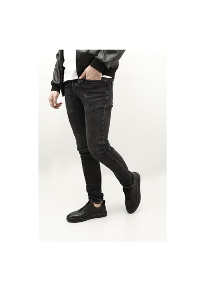 Gönderi(R) Gönderi R Erkek Siyah Bağcıklı Kauçuk Taban Hakiki Deri Sneaker Ddma83531640 Siyah