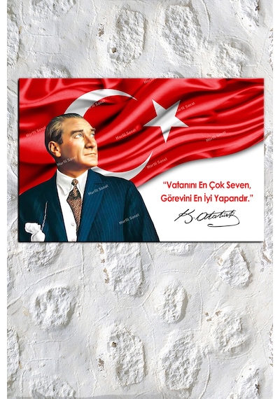 Atatürk Makam Panosu Tablosu Kanvas Tablo Resmi Kurumlar Okullar 120 x 80F