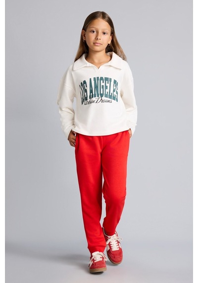 Defacto Relax Fıt Polo Yaka Kolej Baskılı Sweatshirt Kumaşı Sweatshirt Kız Çocuk I4899a826auwt34 Beyaz-wt34