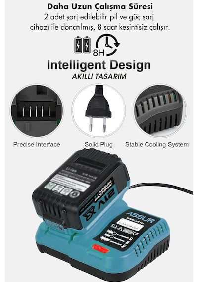 Assur 21V Akülü Vidalama Kömürsüz Motor Şarjlı Matkap - 1569