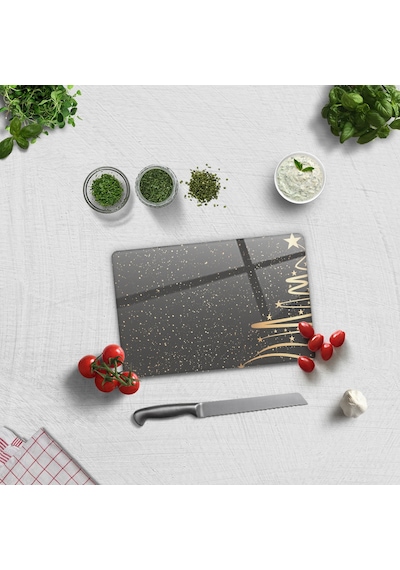 Decorita Cam Kesme Tahtası|Yeni Yıl Füme|20cm x 30cm