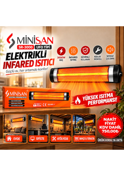 Ufo Tipi Elektrikli Isıtıcı Infared Soba 3000w