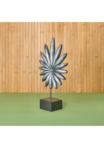 Deco Palmiye Dekor - Gümüş / Siyah - 34 Cm