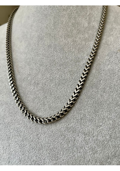 Balıksırtı Zincir Kolye Çelik Erkek Kolye Kalın İtalyan Herringbone Şık Dayanıklı Kolye Gümüş