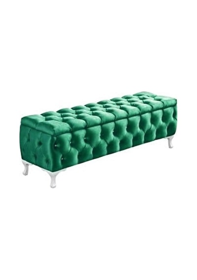 Lüks Sandıklı Chester Puf Bench Ayakucu Koltuk 100 Cm Yeşil