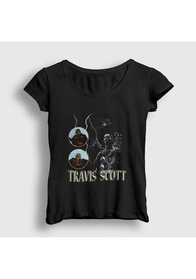 Presmono Kadın Loop Astroworld Travis Scott T-shirt Siyah
