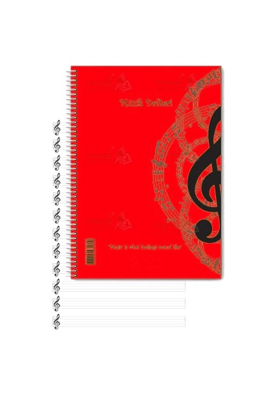 Müzik Defteri A4 Spralli 40 Yaprak 1 Adet Sol Anahtarlı Telli Müzik Defteri Büyük Boy 12 Sütunlu