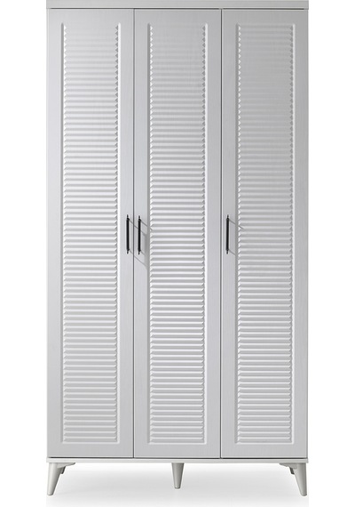 GuneyStore Paris 3 Kapaklı Komple MDF Beyaz Gardırop