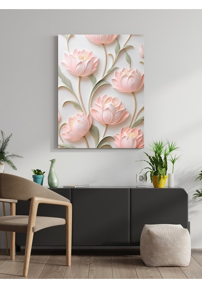 Pembe Soft Çiçek Canvas Tablo Ev Ofis Mutfak Dekorasyonu Kanvas Duvar Tablo