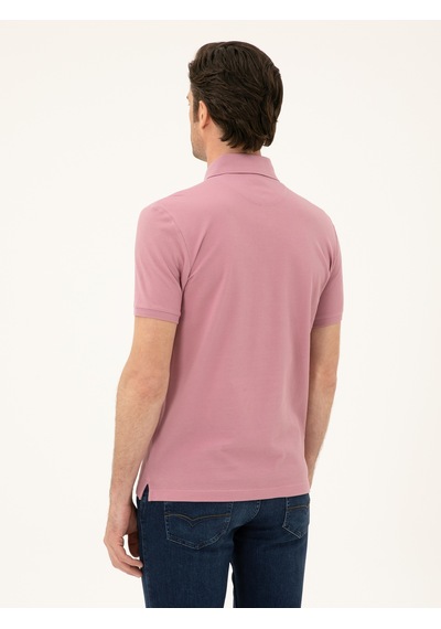 Gül Kurusu Slim Fit Polo Yaka Merserize T-shirt Pembe