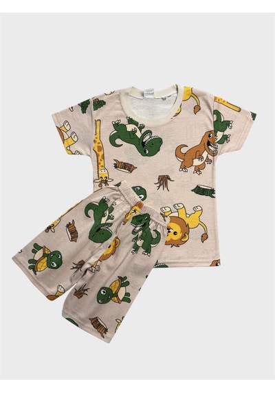 Aliş Kids Erkek Çocuk Pamuklu Bej Rengi Safari Desenli Kısa Kollu Şortlu Yazlık Pijama Takımı Aliş Kids Erkek Çocuk Pamuklu Bej Rengi Safari Desenli Kısa Kollu Şortlu Yazlık Pijama Takımı