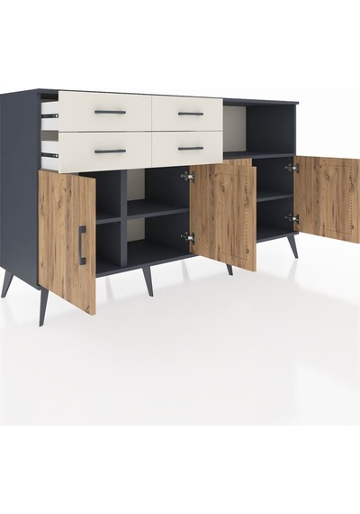 Hyperion Konsol 4 Raflı 4 Çekmeceli 4 Kapaklı 176x44x99 Antrasit- Antrasit-çam/aytaşı Hyperion Konsol 4 Raflı 4 Çekmeceli 4 Kapaklı 176x44x99 Antrasit- Antrasit-çam/aytaşı