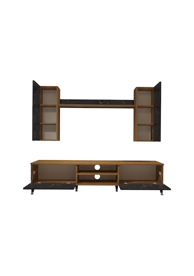 Decoraktiv Eko 7 Mdf Dvd Silver Tv Ünitesi Tv Sehpası Pera - Siyah Mermer