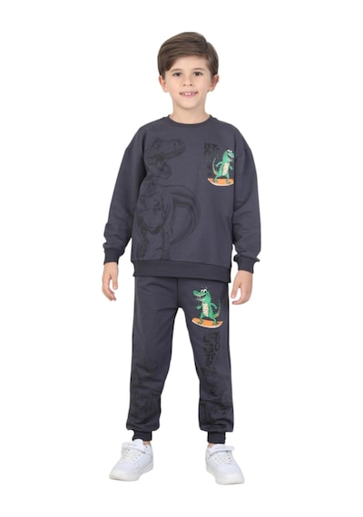 Erdem Kıds Erkek Çocuk Dinozor Baskılı Pijama Takımı İki İplik Eşofman Takımı Okul İkili Takım Füme Füme Erdem Kıds Erkek Çocuk Dinozor Baskılı Pijama Takımı İki İplik Eşofman Takımı Okul İkili Takım Füme Füme