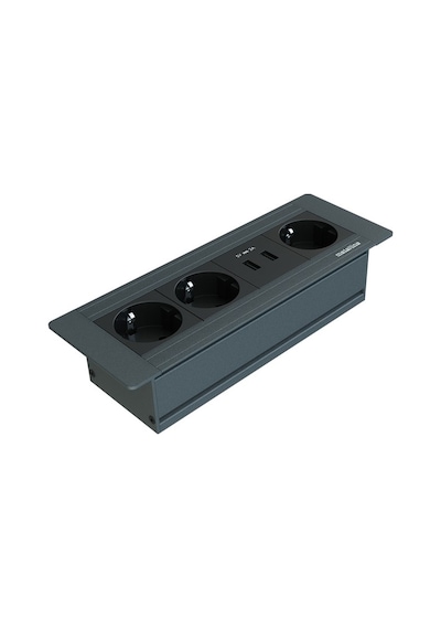 Metalline® Flat-line Kapaksız Gömme Masaüstü Priz Kutusu Usb - An