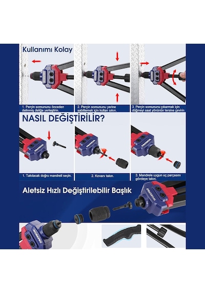 Workpro Wp200532 400mm Inc/mm Ağır Hizmet Kollu Somun Perçinleme