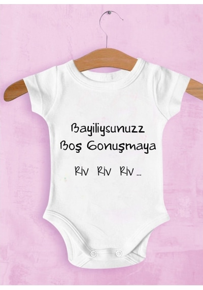 Tuğbababy Baby Bayiliysunuz Boş Gonuşmaya Baskılı Zıbın Kız Erkek Beyaz