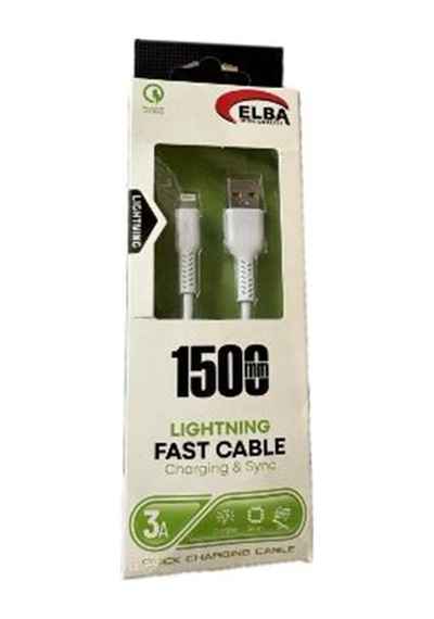 Elba Elb38-l1 1,5mt İphone Lightning Beyaz 3a Hızlı Şarj Kablosu