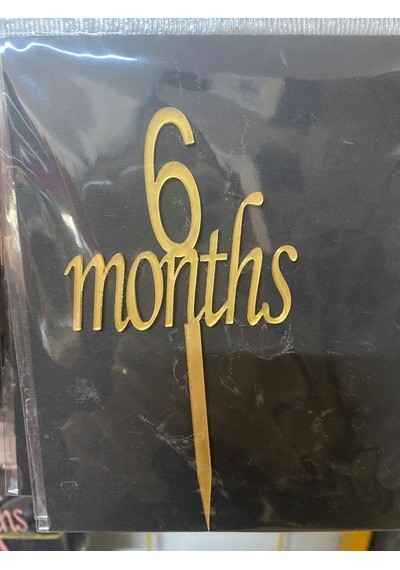 Premium Yıldönümü Altın Renk Kutlama Detayı 6 Months Gold Pleksi Pasta Üzeri Süs