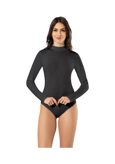 Kadın Uzun Kol Balıkçıyaka Çıtçıtlı Pamuk Body Bayan Atlet