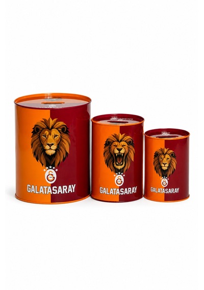 Galatasaray Lisanslı Aslan Baskılı Kumbara Seti - Çocuklar İçin 3'lü Taraftar Kumbarası